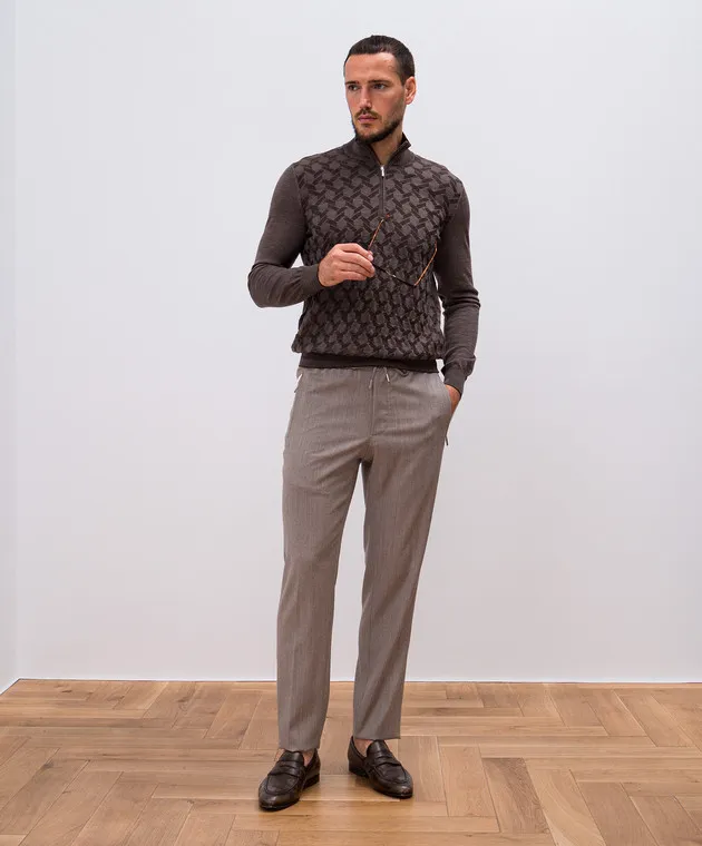 Bertolo Cashmere Beige pants made of wool and cashmere