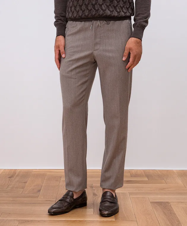 Bertolo Cashmere Beige pants made of wool and cashmere