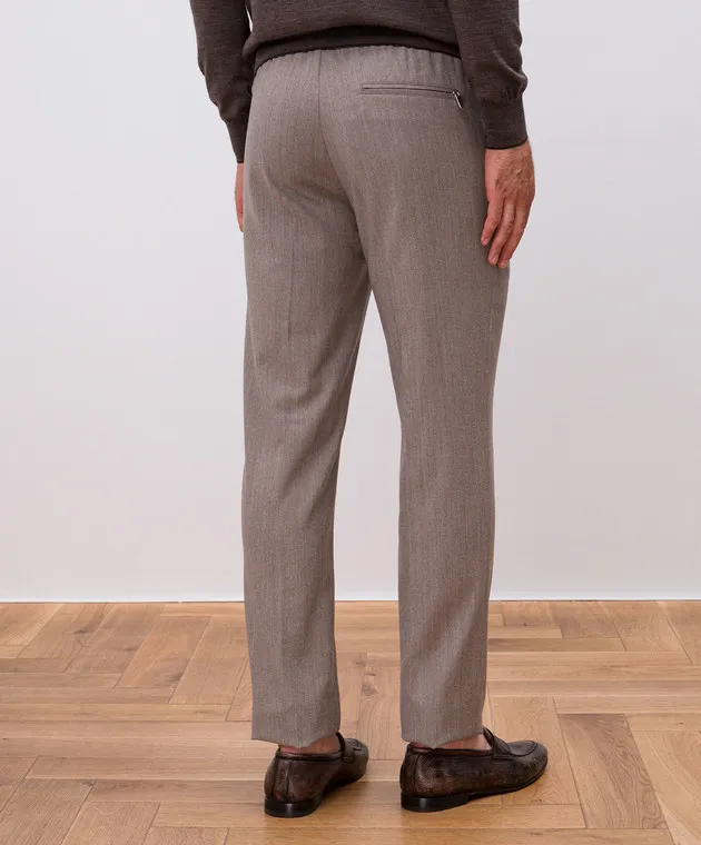 Bertolo Cashmere Beige pants made of wool and cashmere