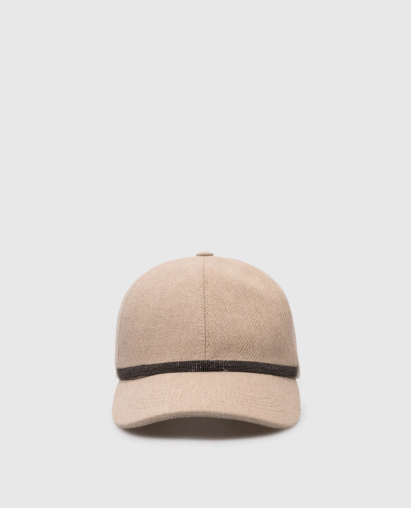 Brunello Cucinelli Beige cap made of wool with a monil chain