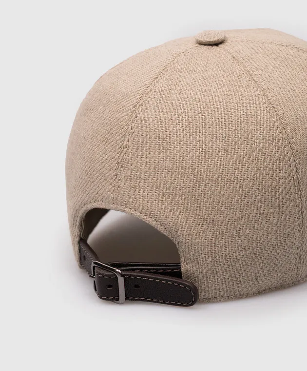 Brunello Cucinelli Beige cap made of wool with a monil chain