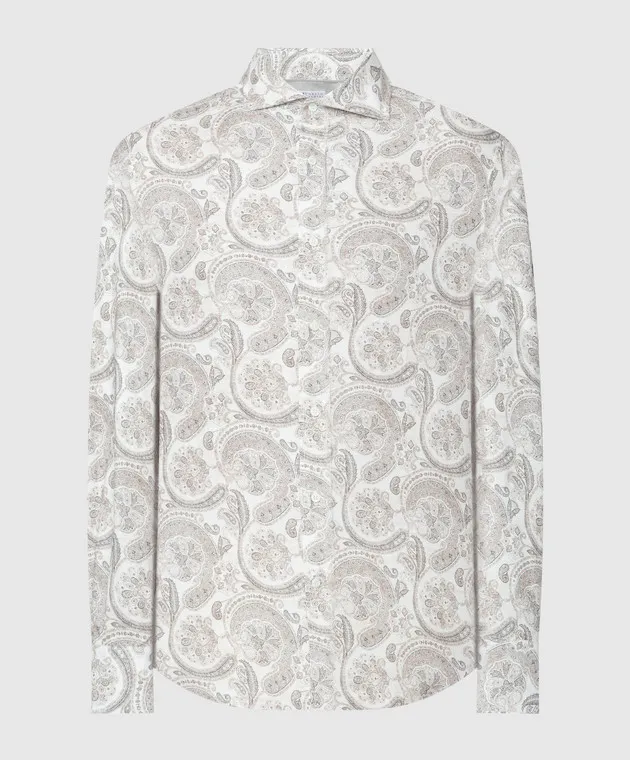 Brunello Cucinelli Beige shirt with paisley print