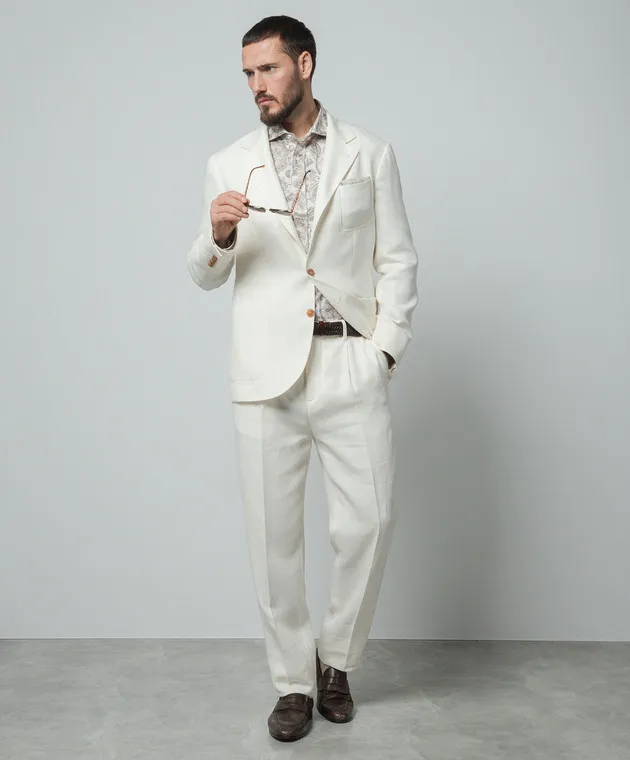 Brunello Cucinelli Beige shirt with paisley print