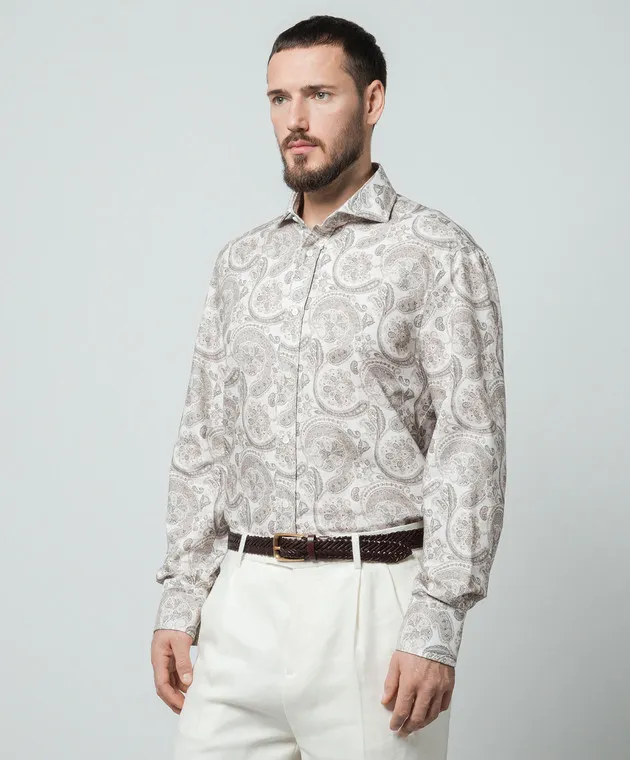 Brunello Cucinelli Beige shirt with paisley print