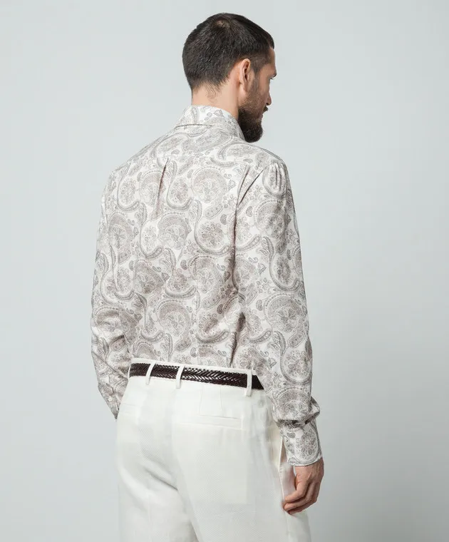 Brunello Cucinelli Beige shirt with paisley print