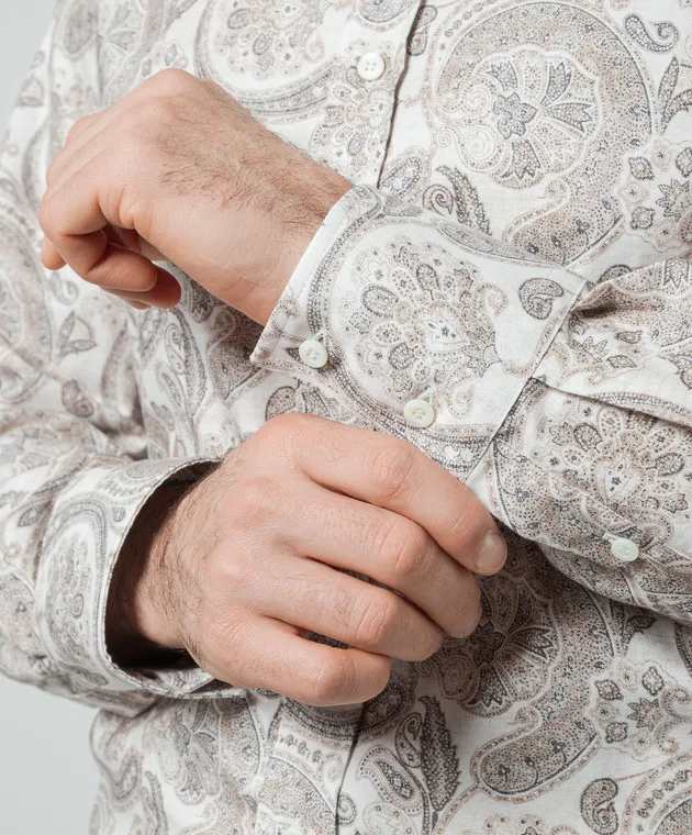 Brunello Cucinelli Beige shirt with paisley print