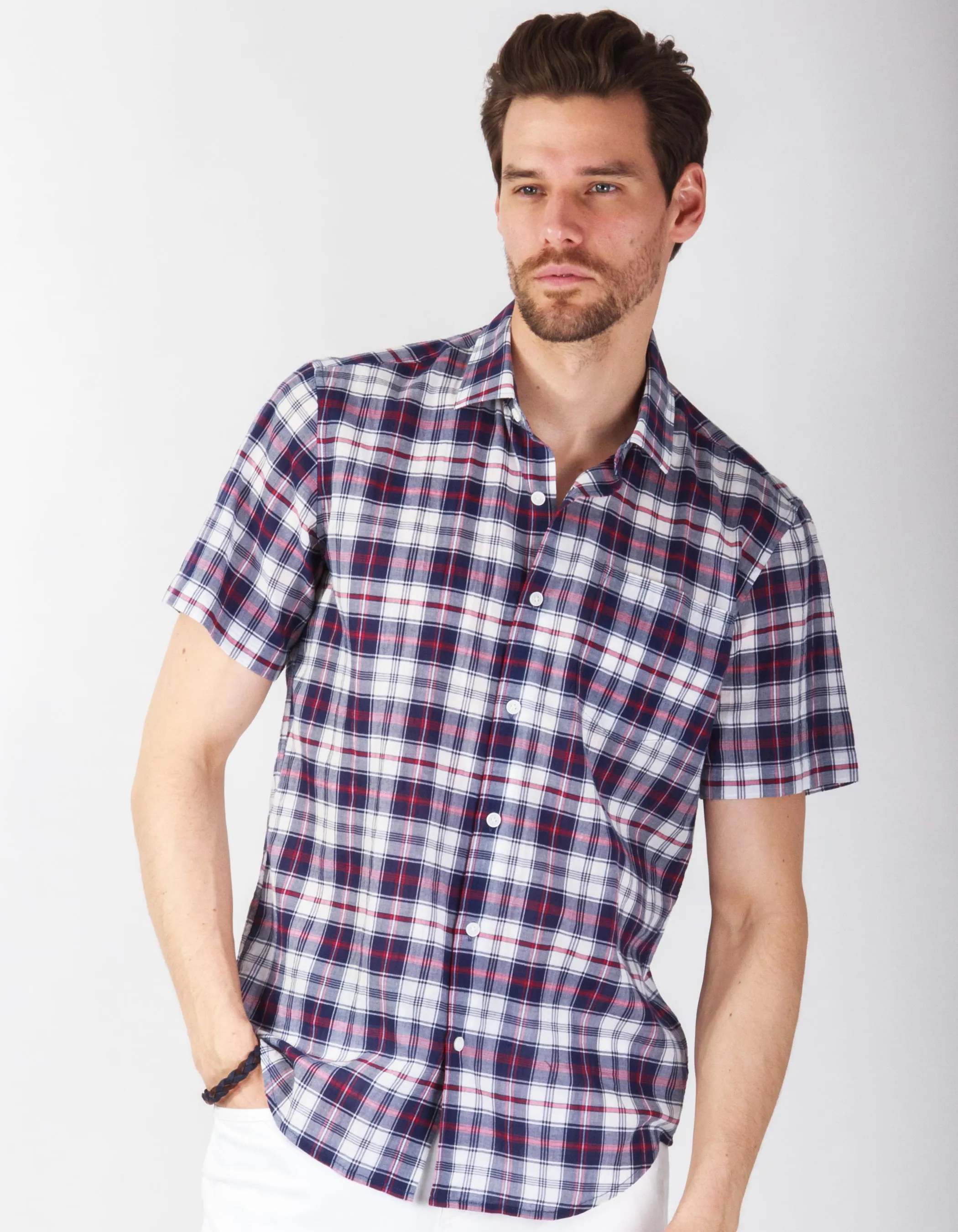 Camisa de cuadros de manga corta