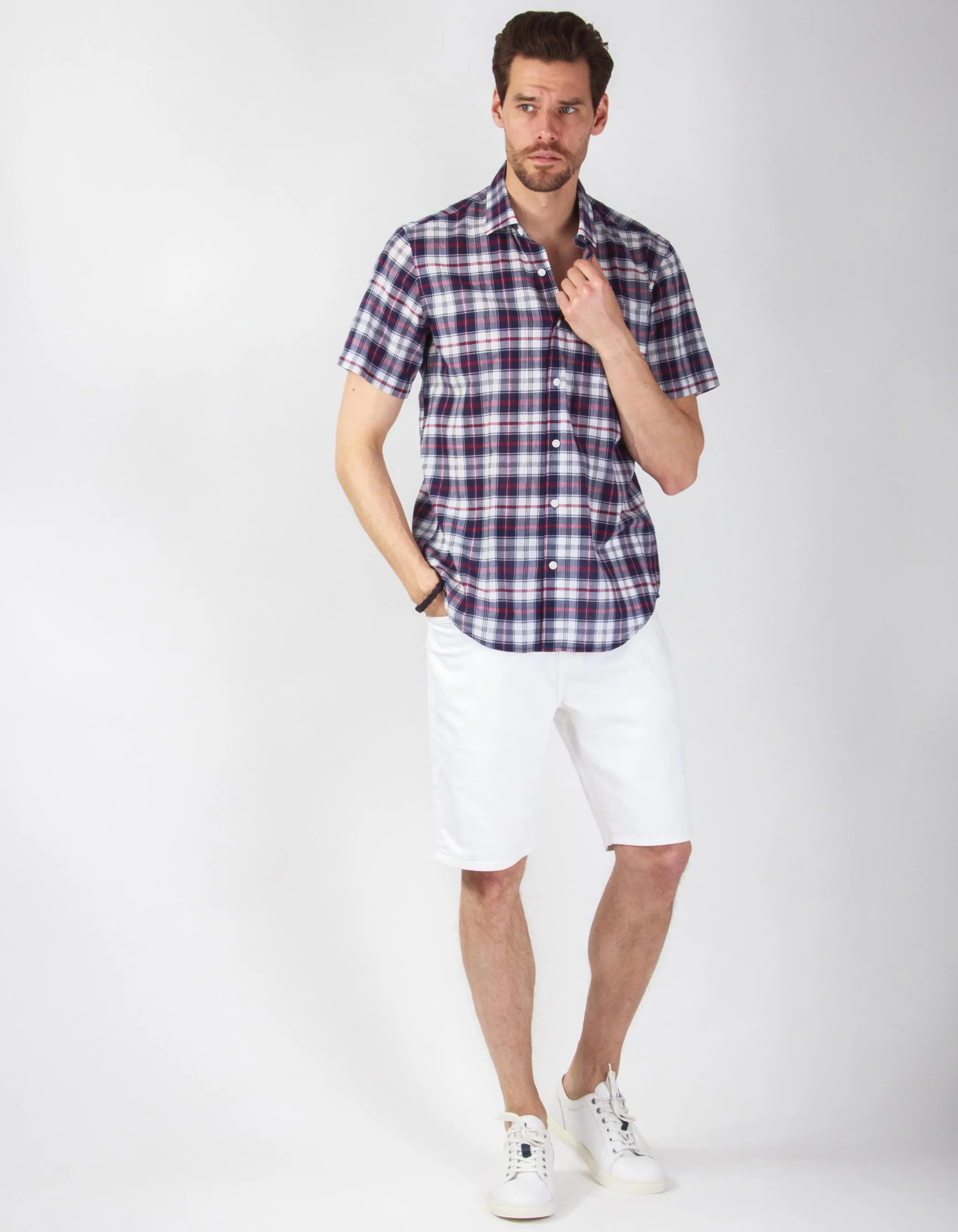 Camisa de cuadros de manga corta