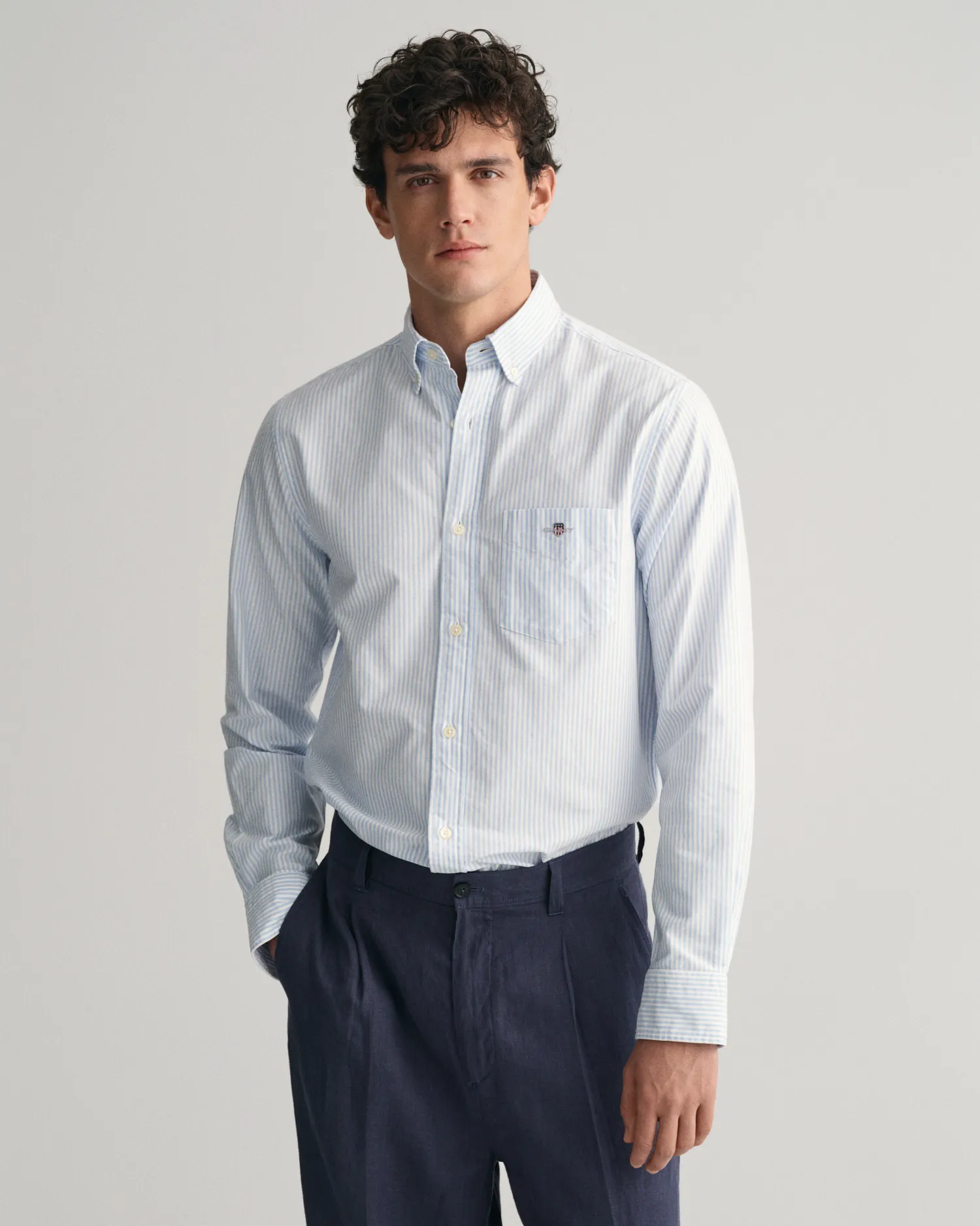 Camisa Oxford Regular Fit de rayas finas