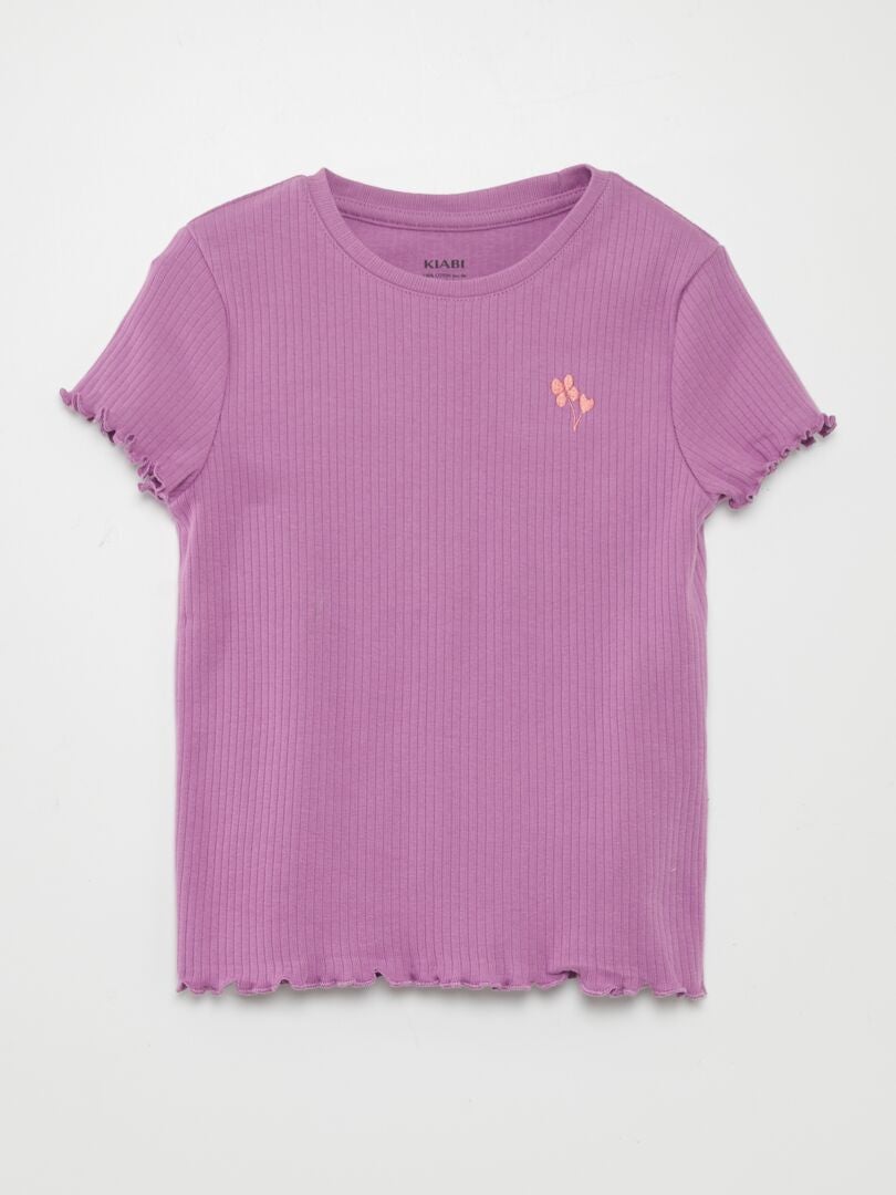 CAMISETA DE CANALé CON MANGA TIPO VOLANTE  PURPURA