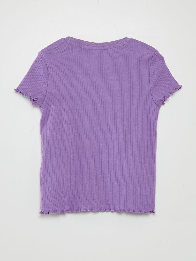 CAMISETA DE CANALé CON MANGA TIPO VOLANTE  PURPURA