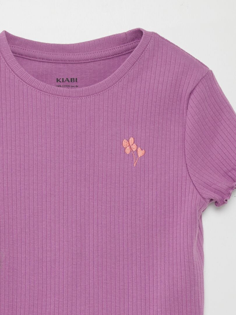 CAMISETA DE CANALé CON MANGA TIPO VOLANTE  PURPURA