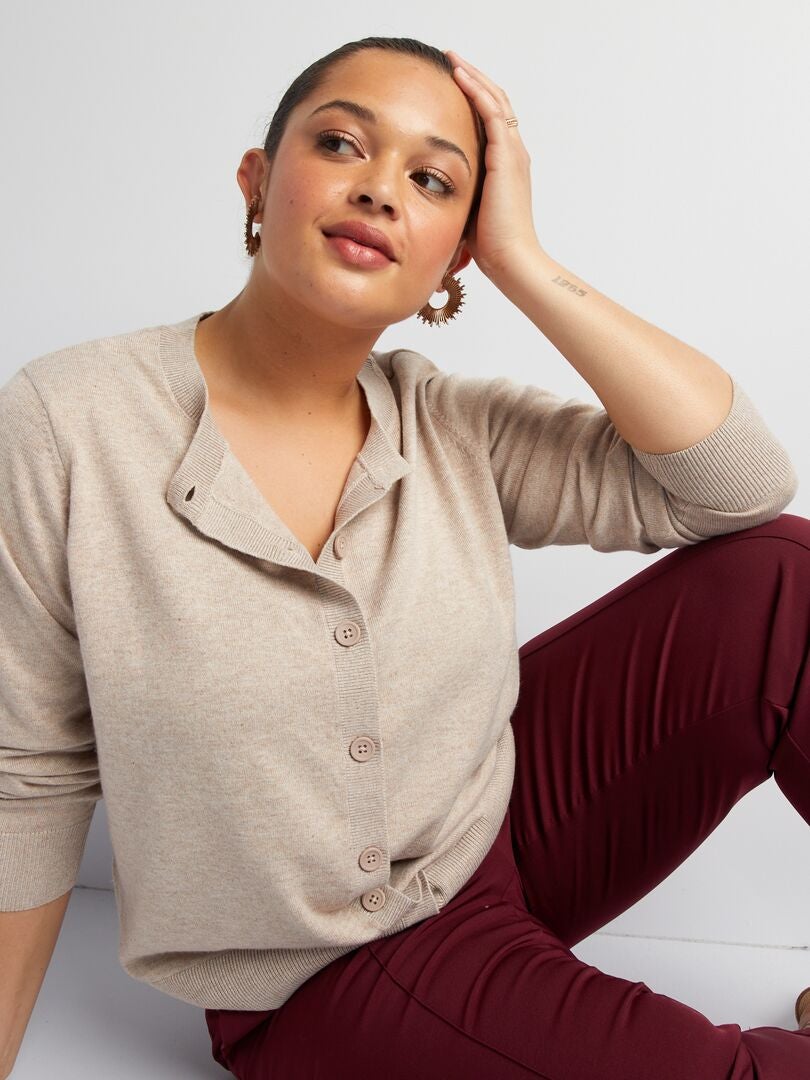 CHAQUETA DE PUNTO FINO  BEIGE