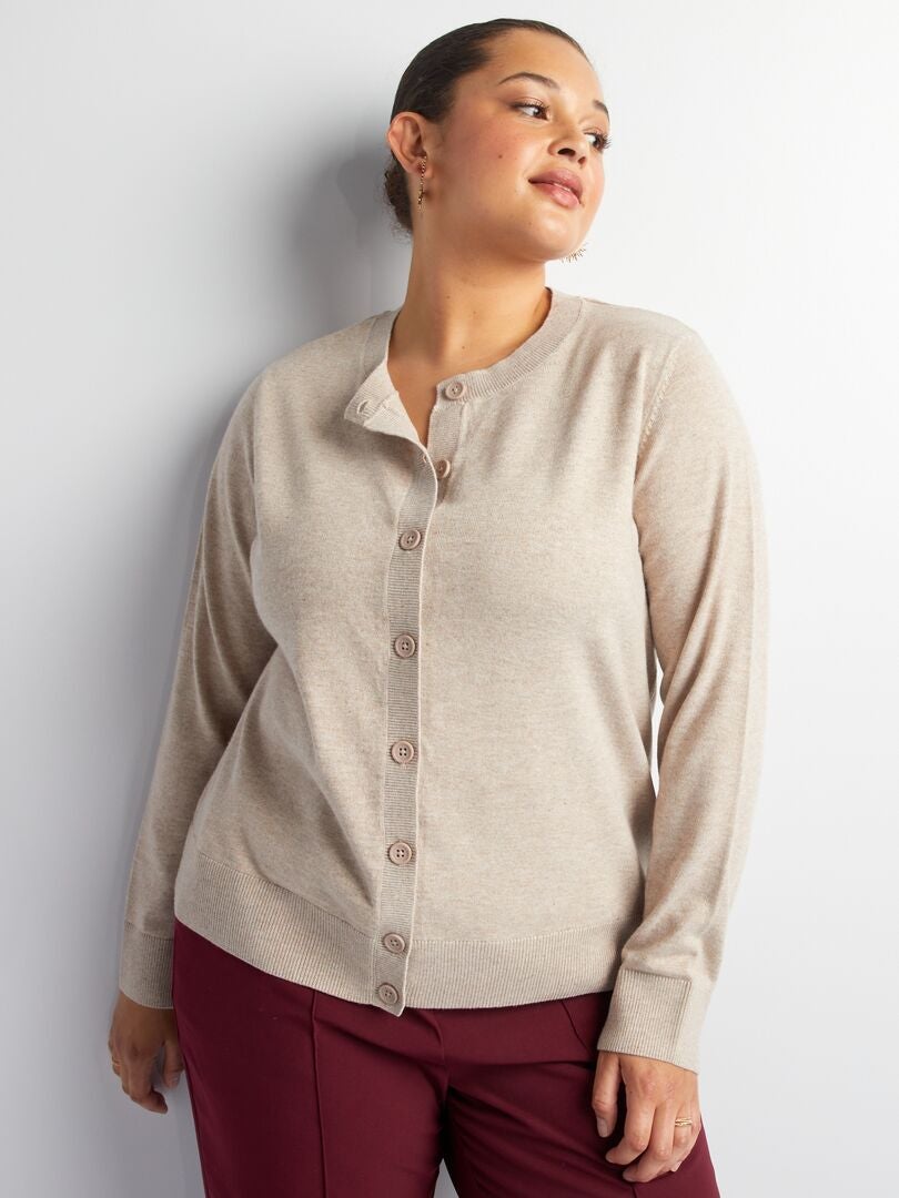 CHAQUETA DE PUNTO FINO  BEIGE