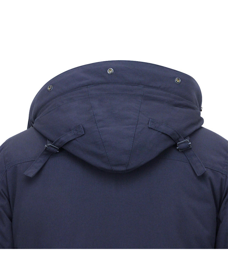 CHAQUETA PARKA LARGA DE HOMBRE CON CAPUCHA  891  AZUL