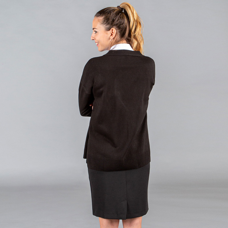 CHAQUETA REBECA DE PUNTO GRUESO SIN BOTONES NEGRA  GARY'S