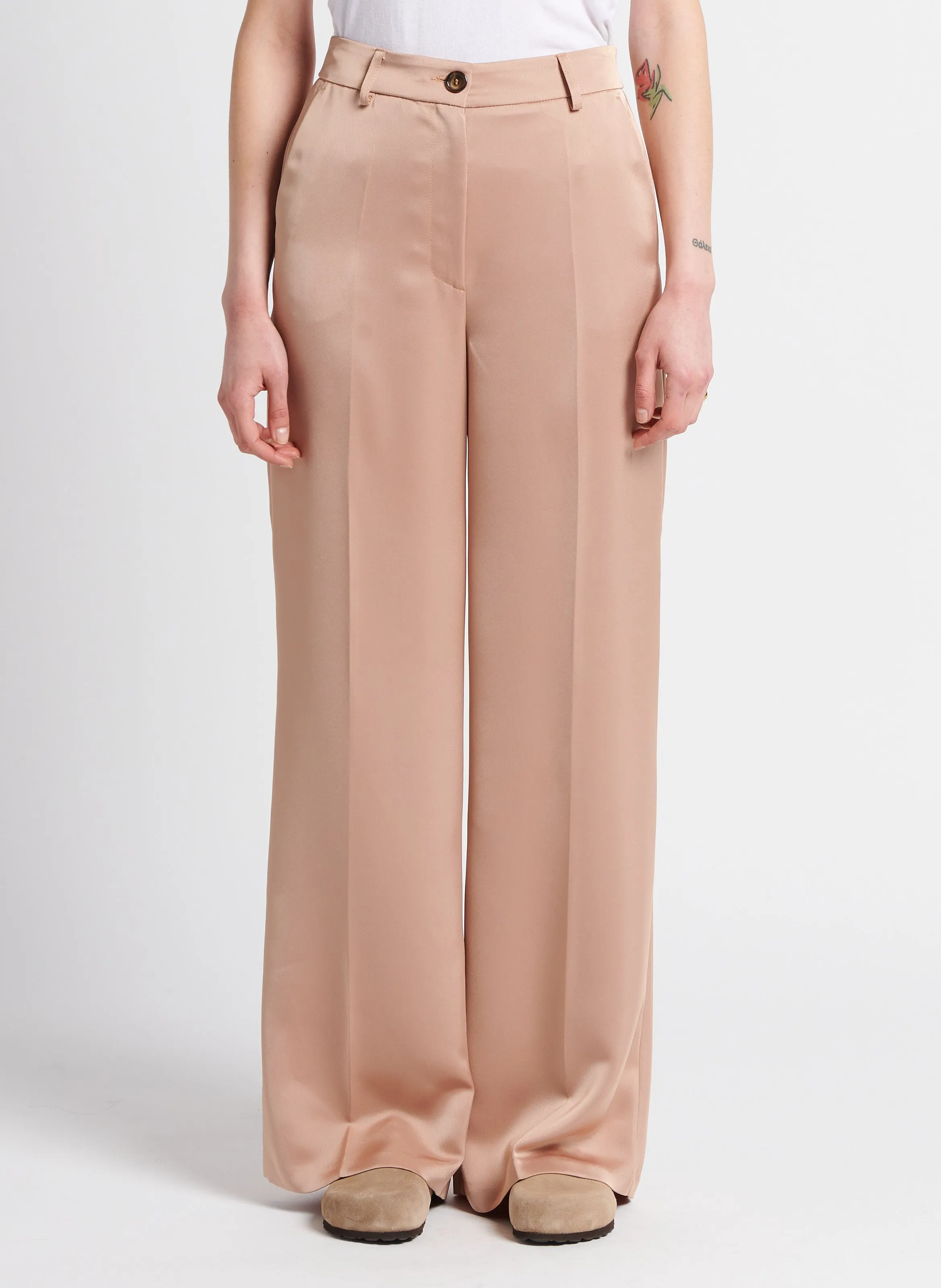 COLLECTORS CLUB PASHA  PANTALóN ANCHO CON EFECTO SATINADO EN BEIGE