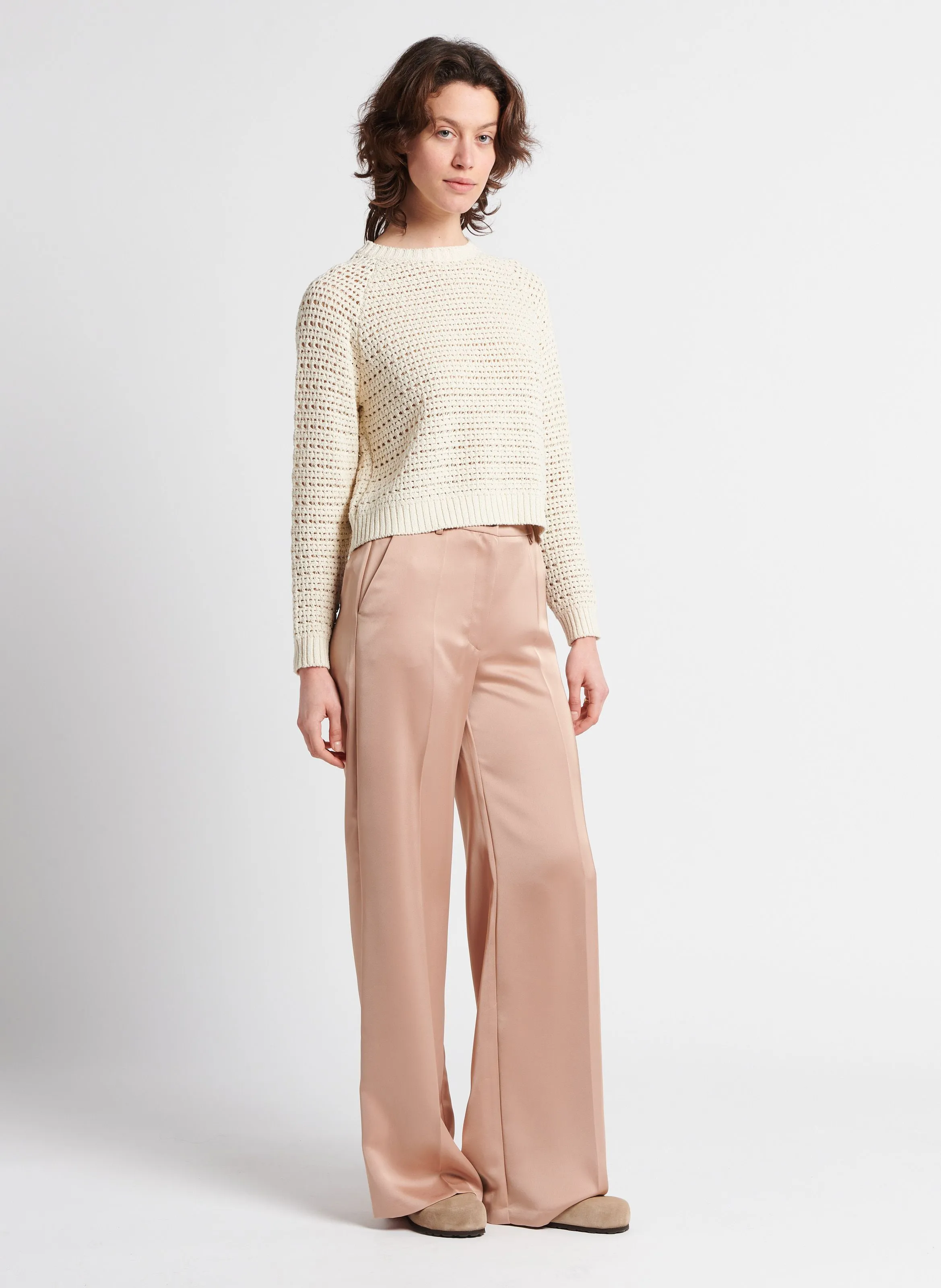 COLLECTORS CLUB PASHA  PANTALóN ANCHO CON EFECTO SATINADO EN BEIGE