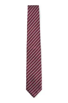 Corbata a rayas diagonales en jacquard de mezcla de seda