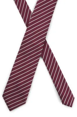Corbata a rayas diagonales en jacquard de mezcla de seda
