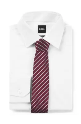 Corbata a rayas diagonales en jacquard de mezcla de seda