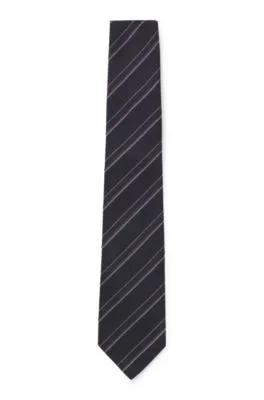 Corbata de jacquard de seda italiana y algodón a rayas en diagonal