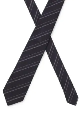 Corbata de jacquard de seda italiana y algodón a rayas en diagonal