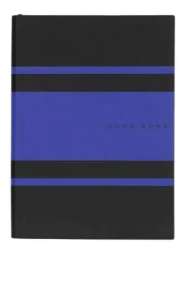 Cuaderno A5 en piel sintética con rayas azules
