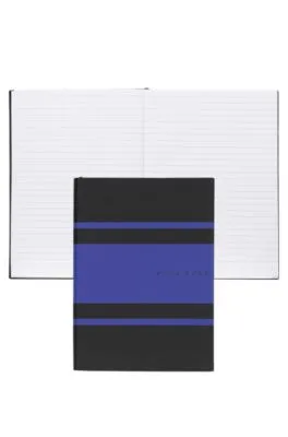 Cuaderno A5 en piel sintética con rayas azules