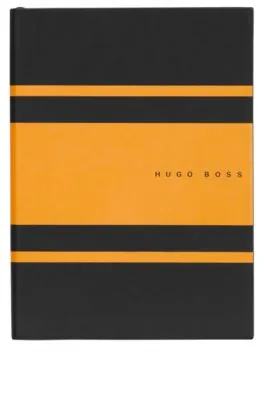 Cuaderno A5 de piel sintética con rayas amarillas