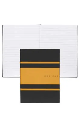 Cuaderno A5 de piel sintética con rayas amarillas