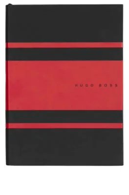 Cuaderno A5 en piel sintética con rayas rojas