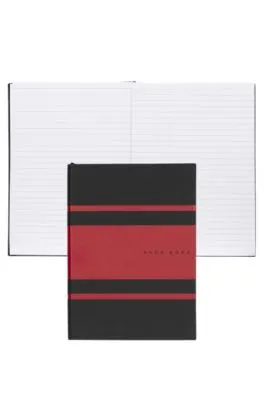Cuaderno A5 en piel sintética con rayas rojas