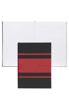 Cuaderno A5 en piel sintética con rayas rojas