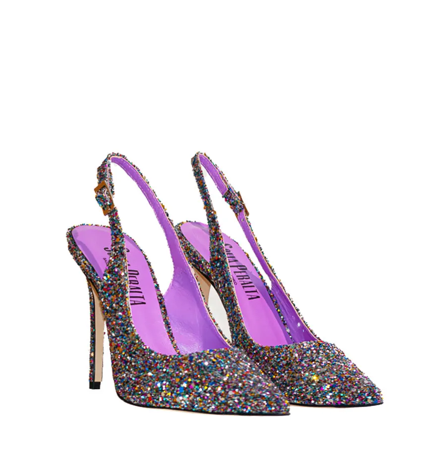 Destalonado alto en glitter multicolor