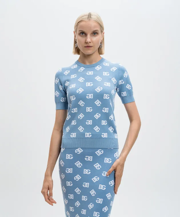 Dolce&Gabbana Blue top with logo pattern