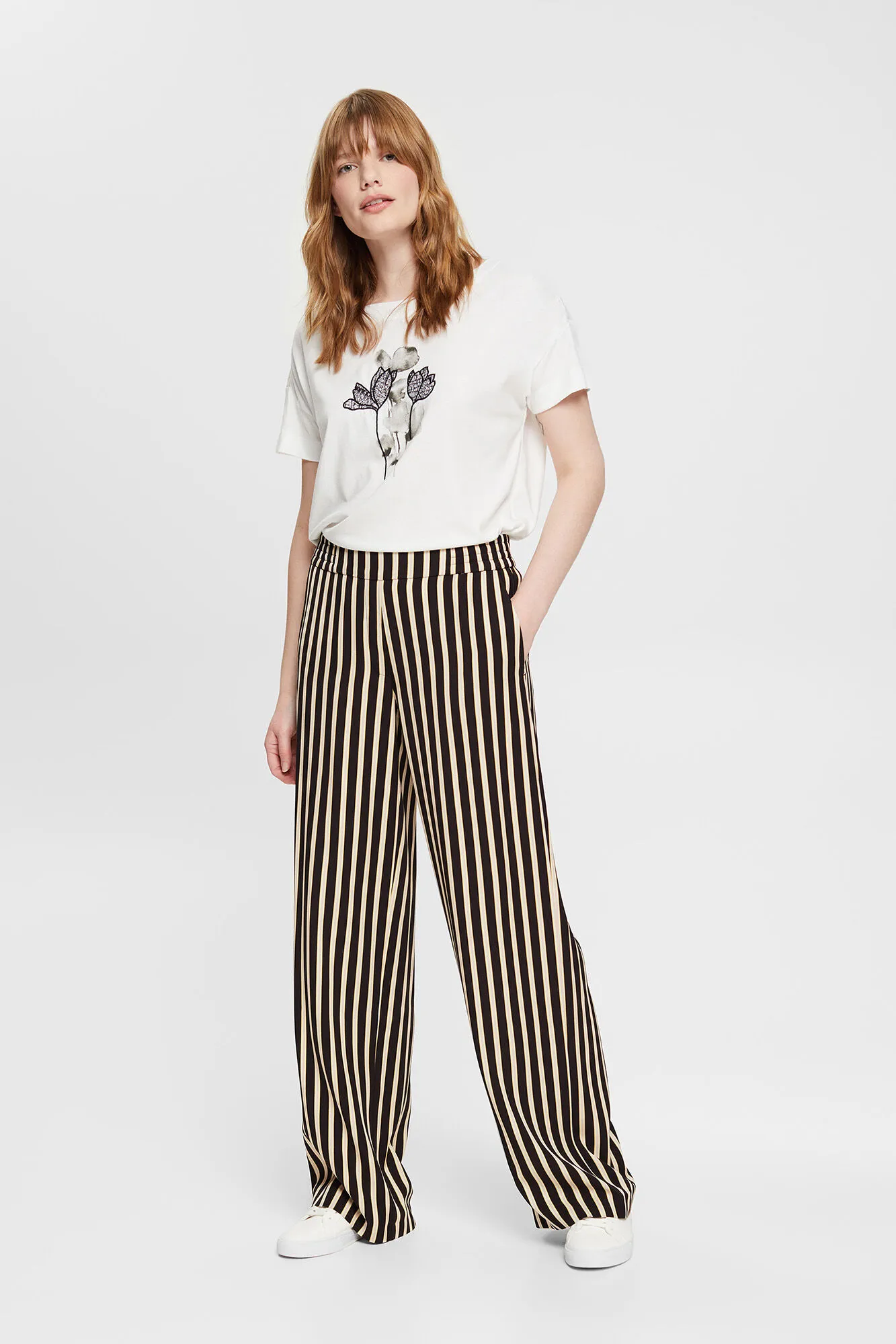 Esprit Pantalón rayas viscosa con ligero brillo
