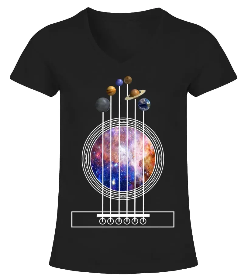 GUITARGALAXY CAMISETA CUELLO PICO MUJER