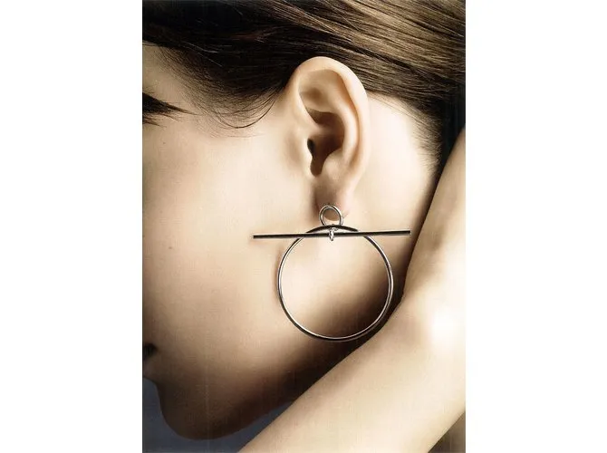 Hermès Pendientes de lazo Plata 