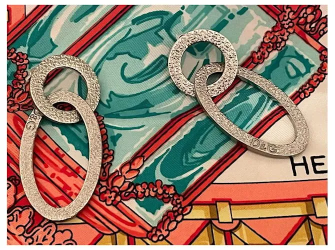 Impresionantes pendientes DOLCE & GABBANA Wisp DJ0823 Geométrico Plata 
