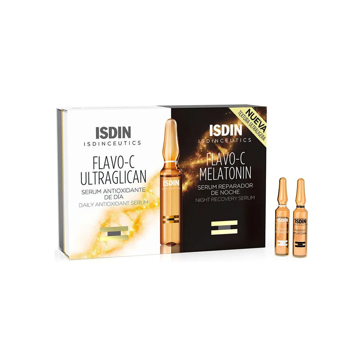 ISDINCEUTICS FLAVOC MELATONIN + ULTRAGLICAN 10 + 10 AMPOLLAS