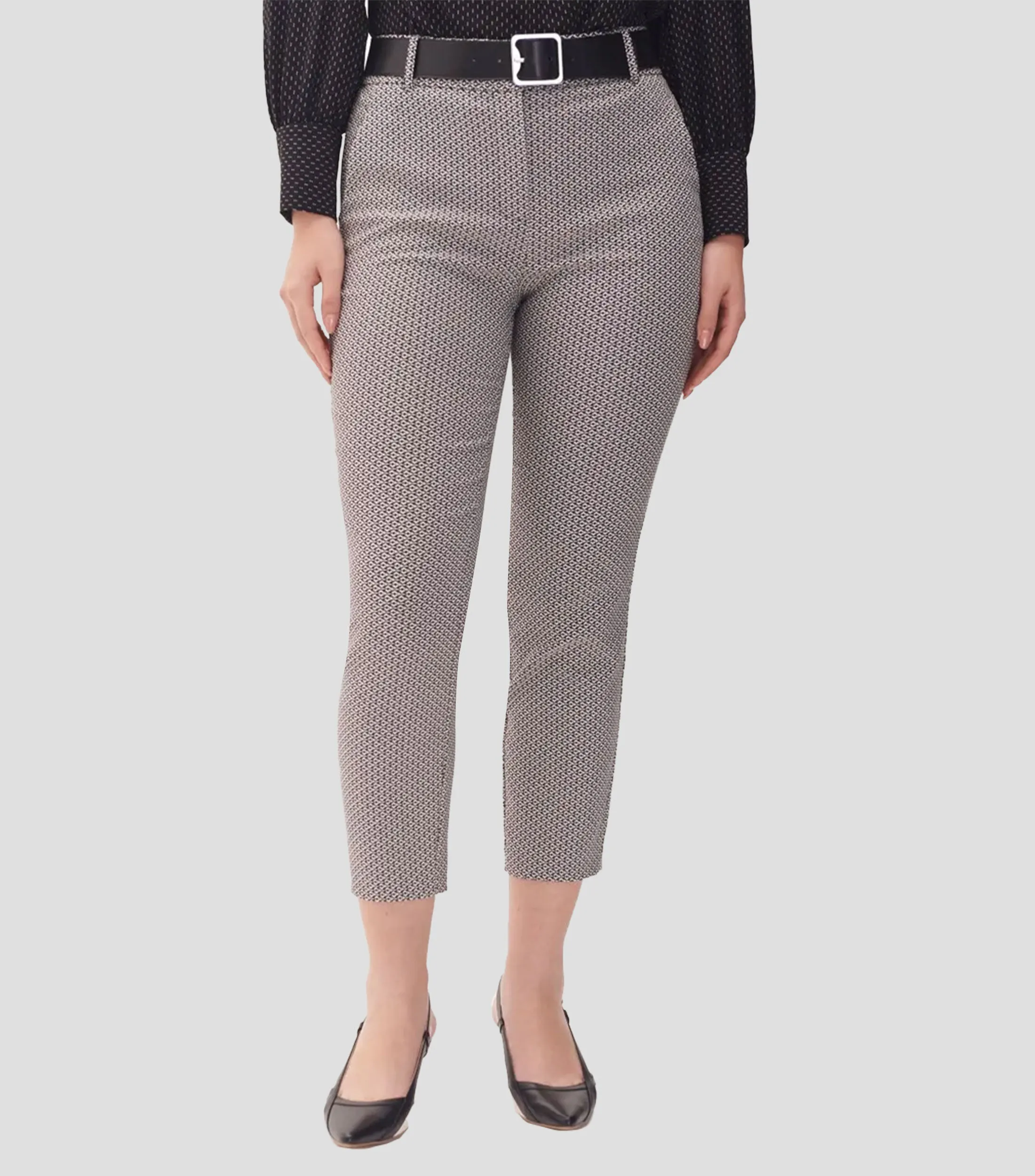 Julio Pantalón Recto Tiro Alto De Jacquard Geométrico Con Stretch Mujer