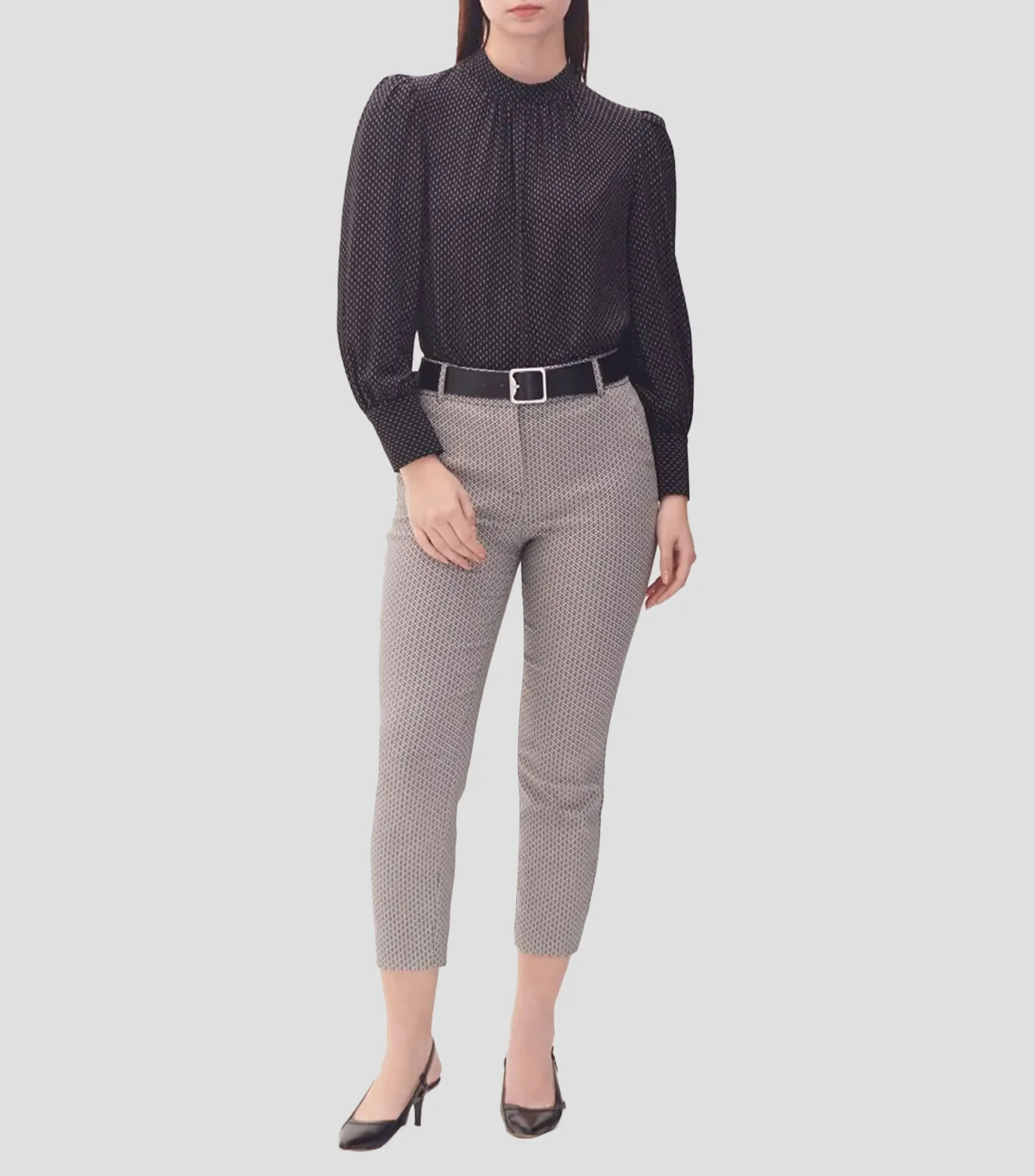 Julio Pantalón Recto Tiro Alto De Jacquard Geométrico Con Stretch Mujer