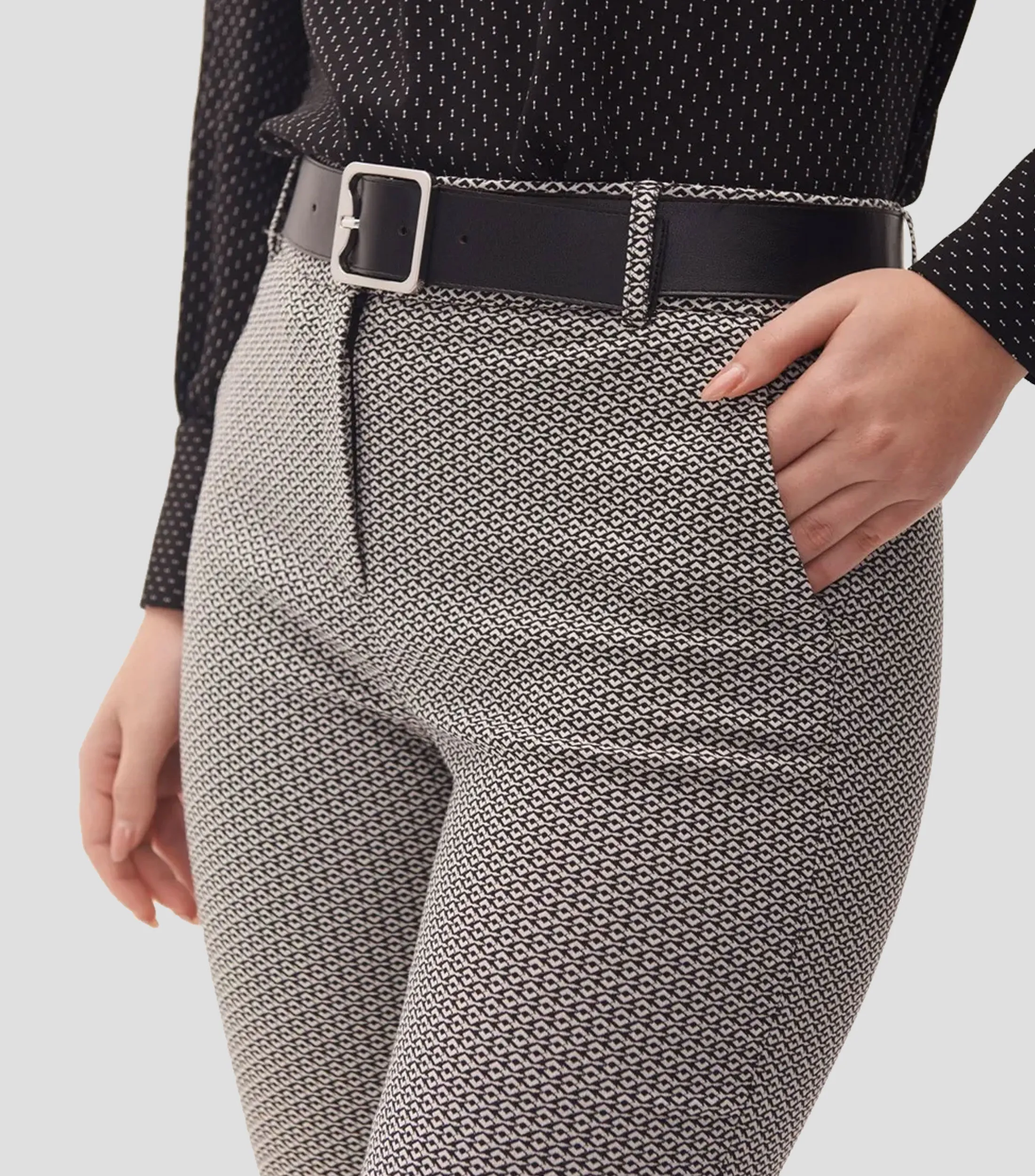 Julio Pantalón Recto Tiro Alto De Jacquard Geométrico Con Stretch Mujer