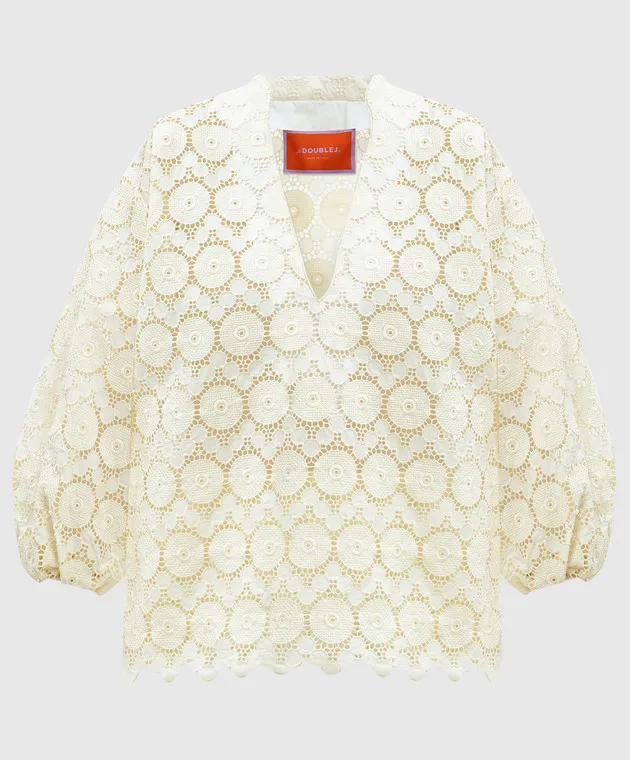 La DoubleJ Jackie beige openwork blouse