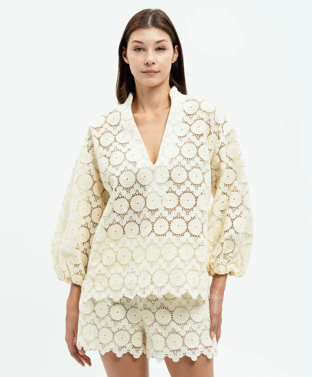 La DoubleJ Jackie beige openwork blouse