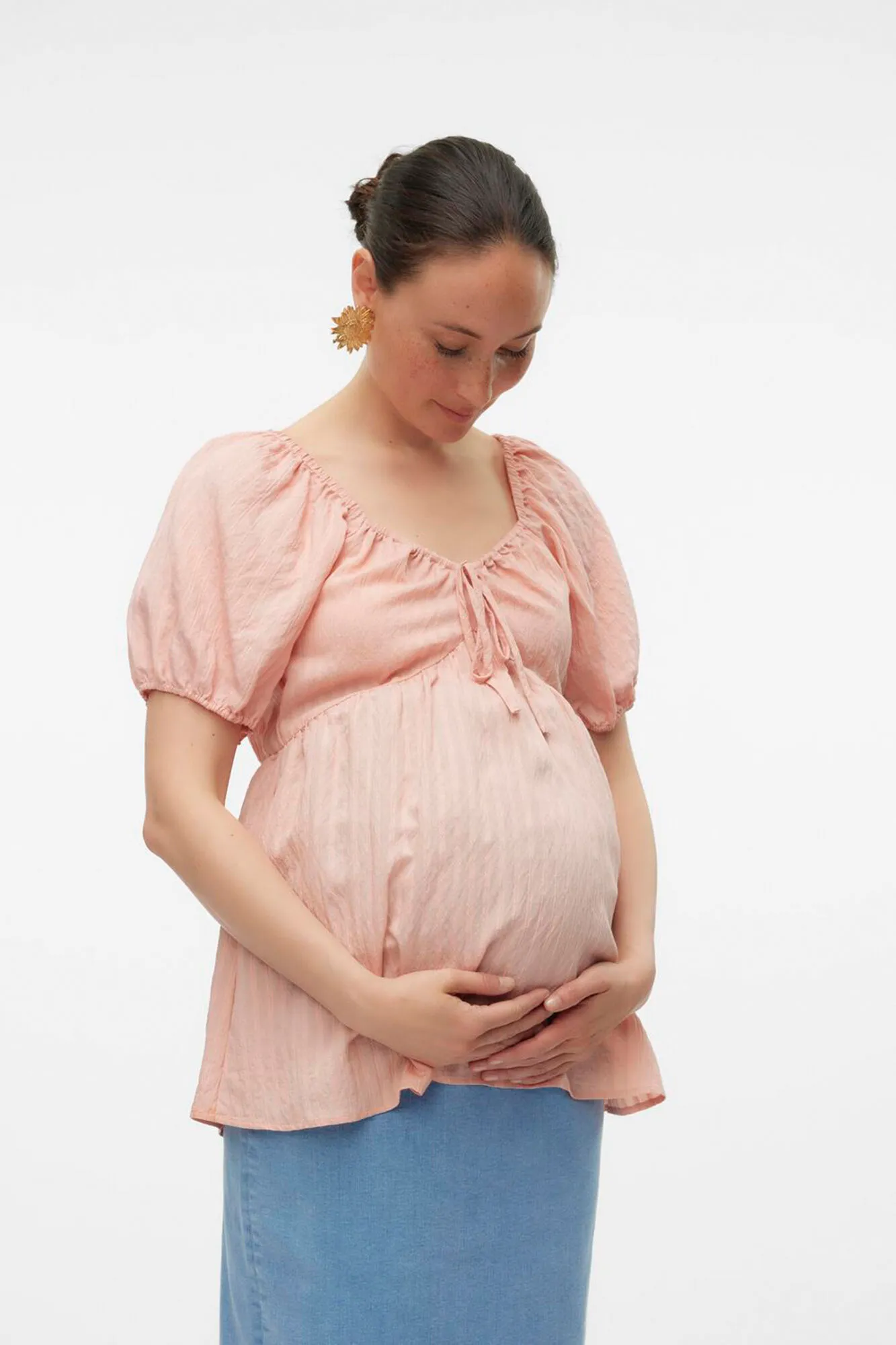 Mamalicious Top de manga corta abullonada maternity y lactancia