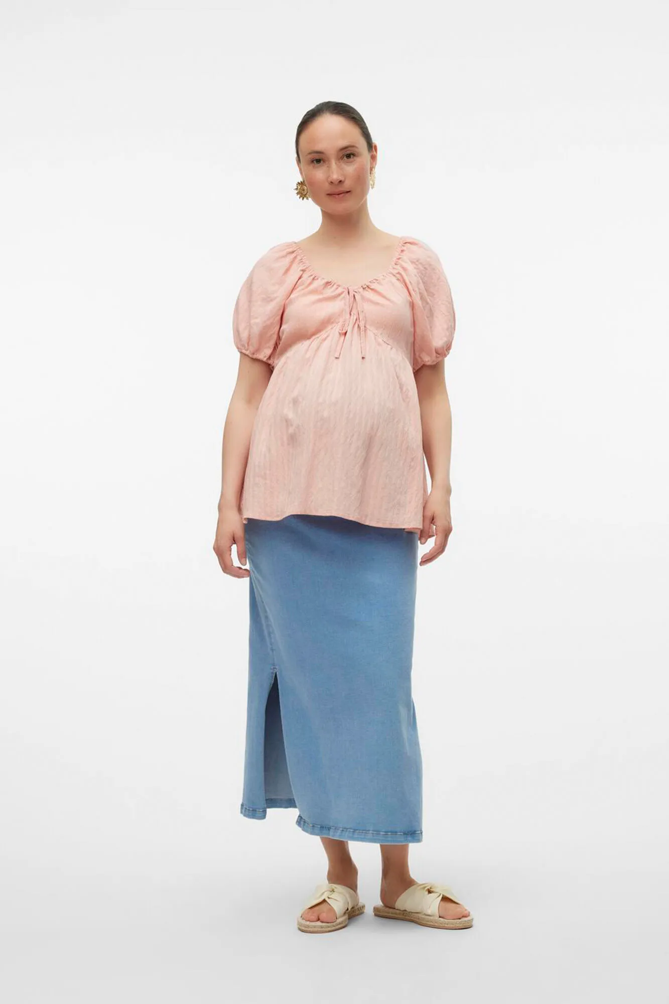 Mamalicious Top de manga corta abullonada maternity y lactancia