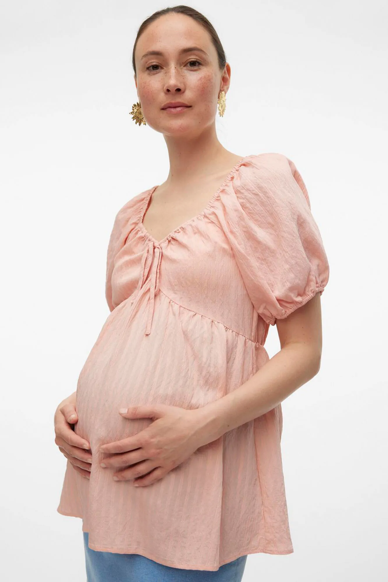 Mamalicious Top de manga corta abullonada maternity y lactancia