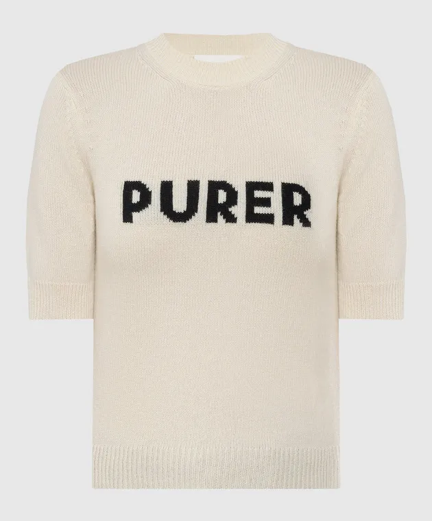 MAX MARA SPORTMAX UNISONO BEIGE TSHIRT MADE OF WOOL AND CASHMERE WITH A PATTERN